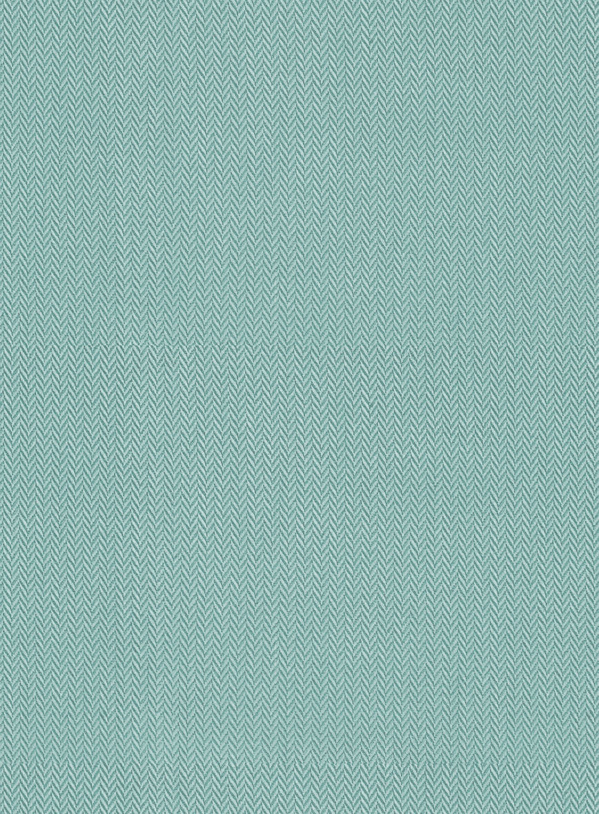 Sea Green Herringbone Cotton Shirt - Image 4