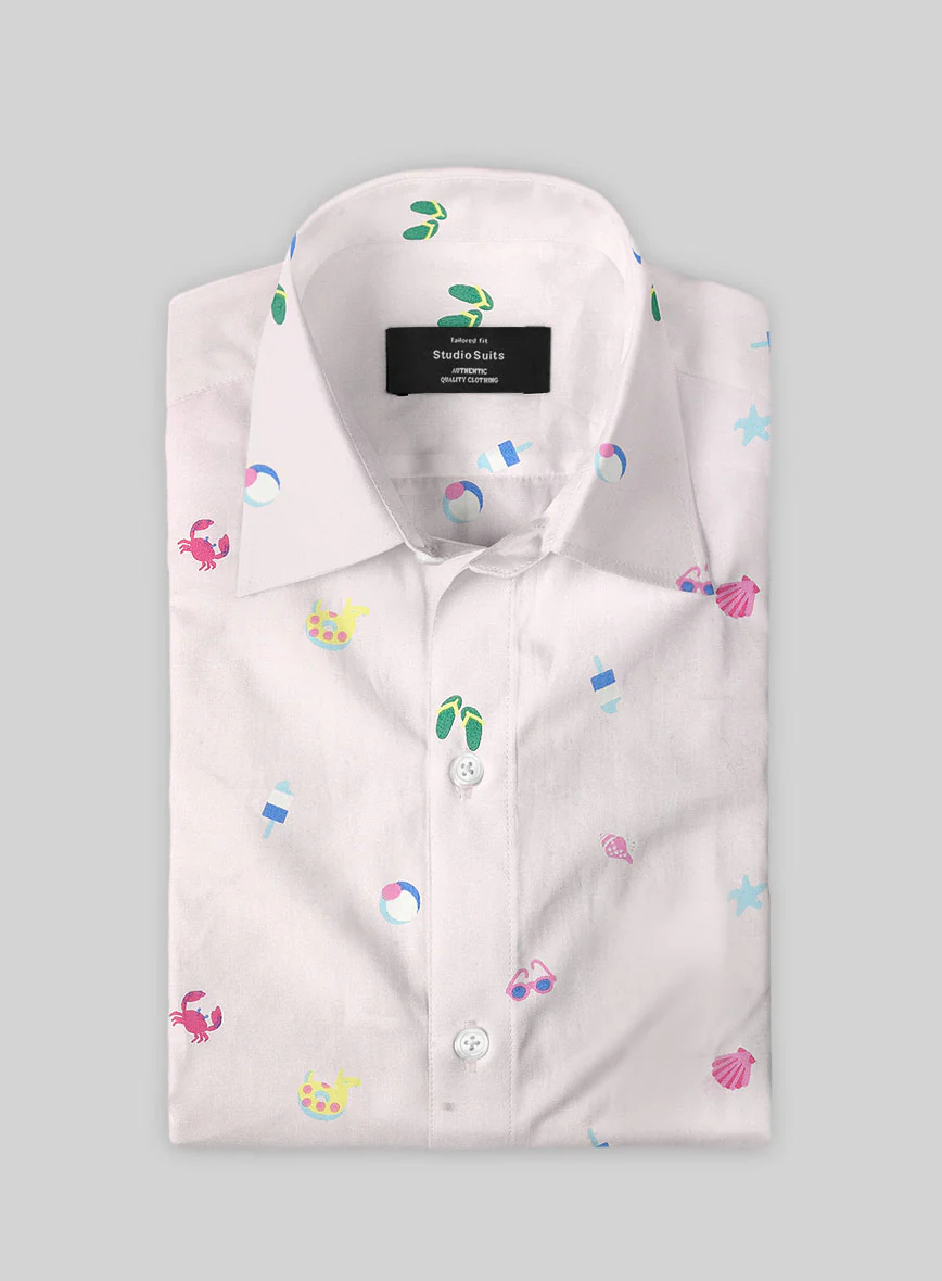 Seaside Doodle Cotton Shirt - Image 2