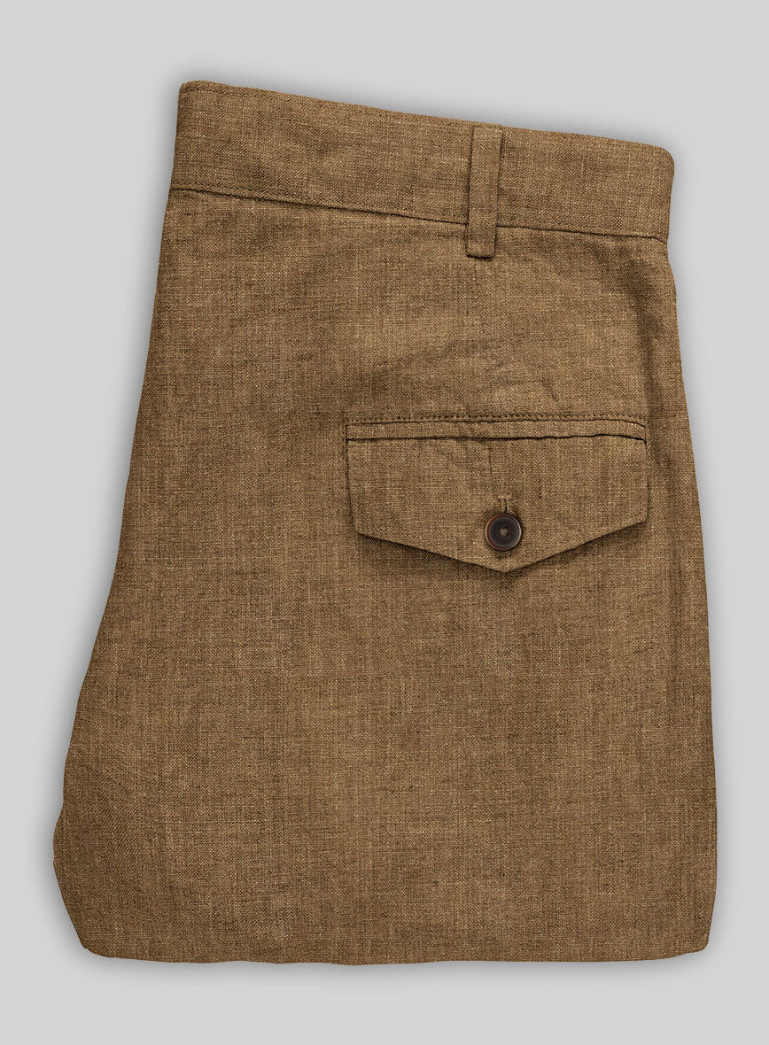 Sepia Brown Linen Cargo Pants - Image 5