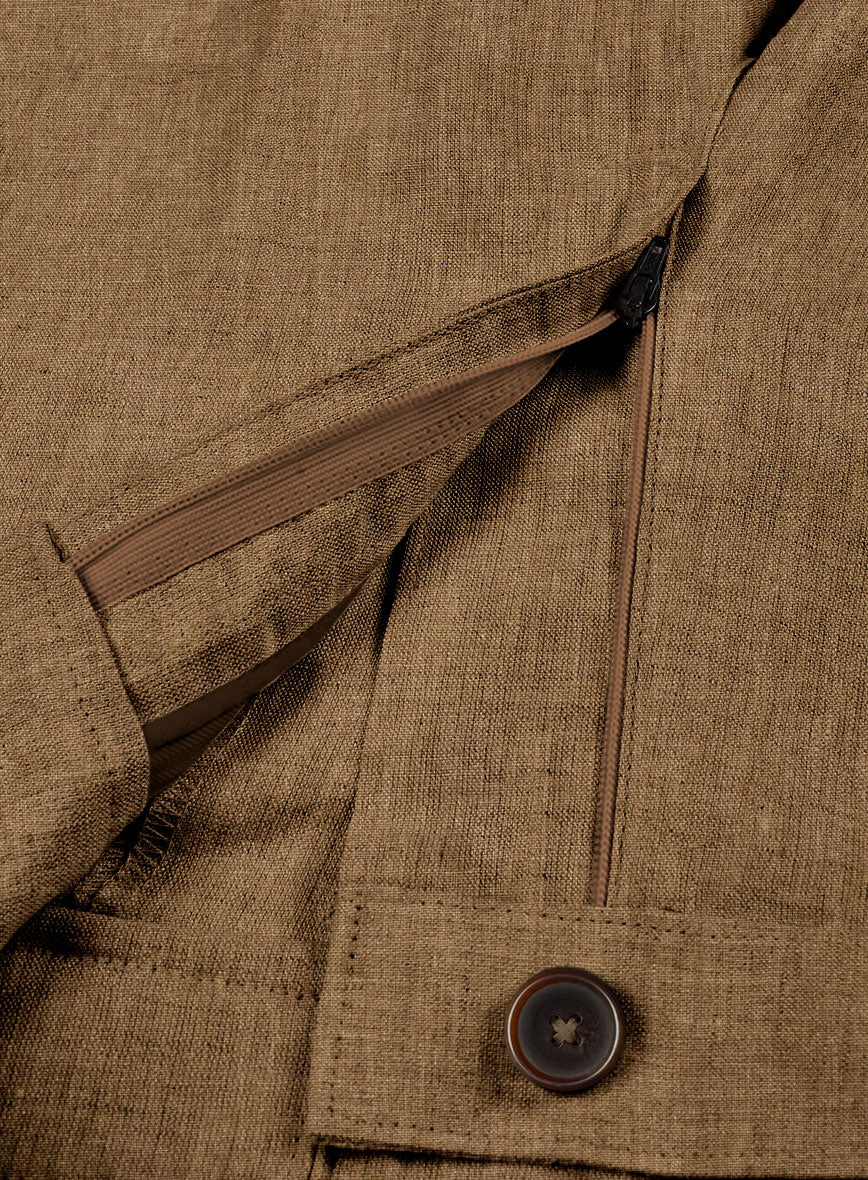 Sepia Brown Linen Cargo Pants - Image 6