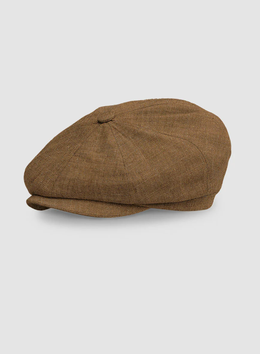 Sepia Brown Linen Newsboy Cap - Image 4