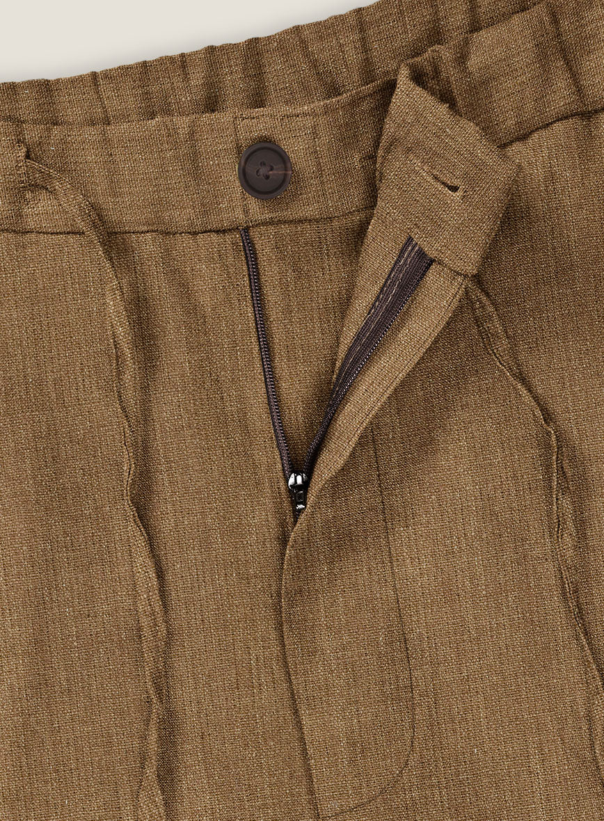 Sepia Brown Linen Shorts - Image 2