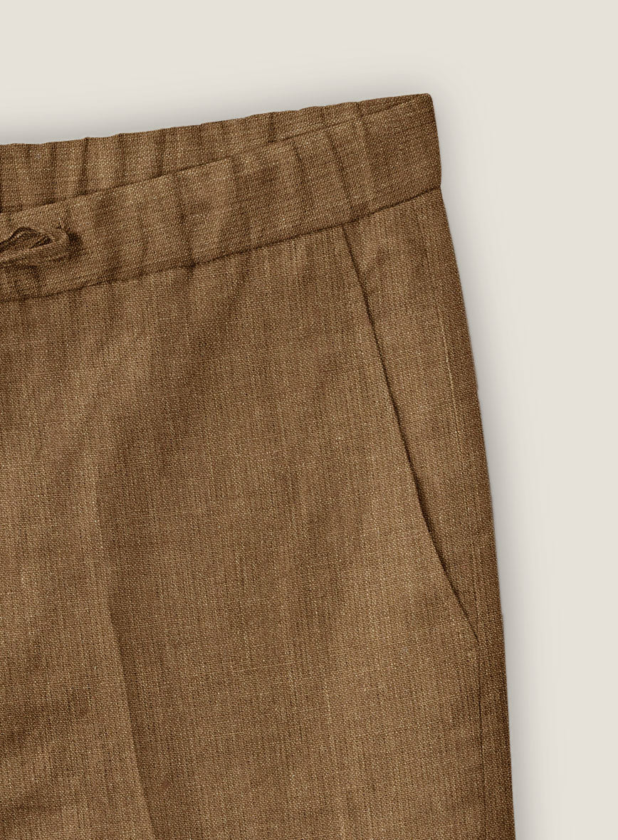 Sepia Brown Linen Shorts - Image 3
