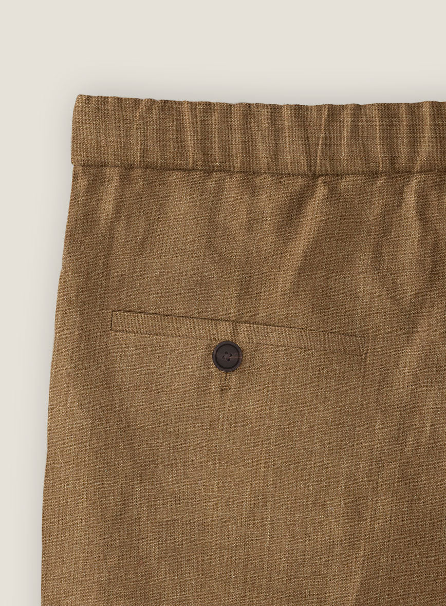 Sepia Brown Linen Shorts - Image 4