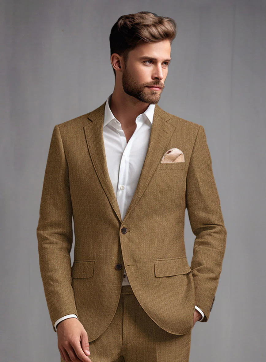 Sepia Brown Linen Suit - Image 4