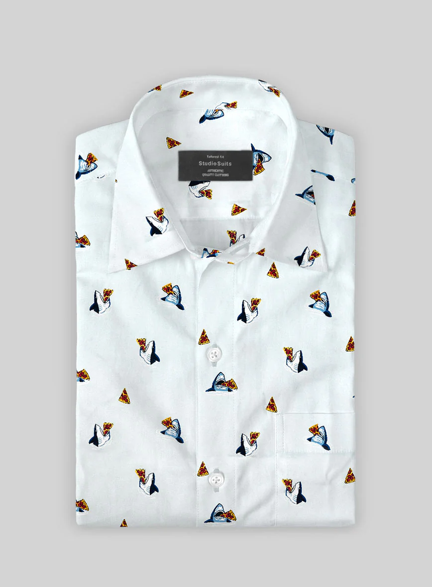 Shark Pizza Cotton Shirt - Image 2