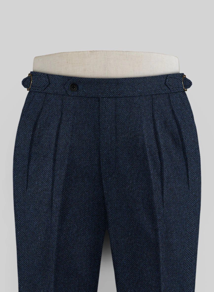 Showman Blue Herringbone Tweed Highland Trousers - Image 2