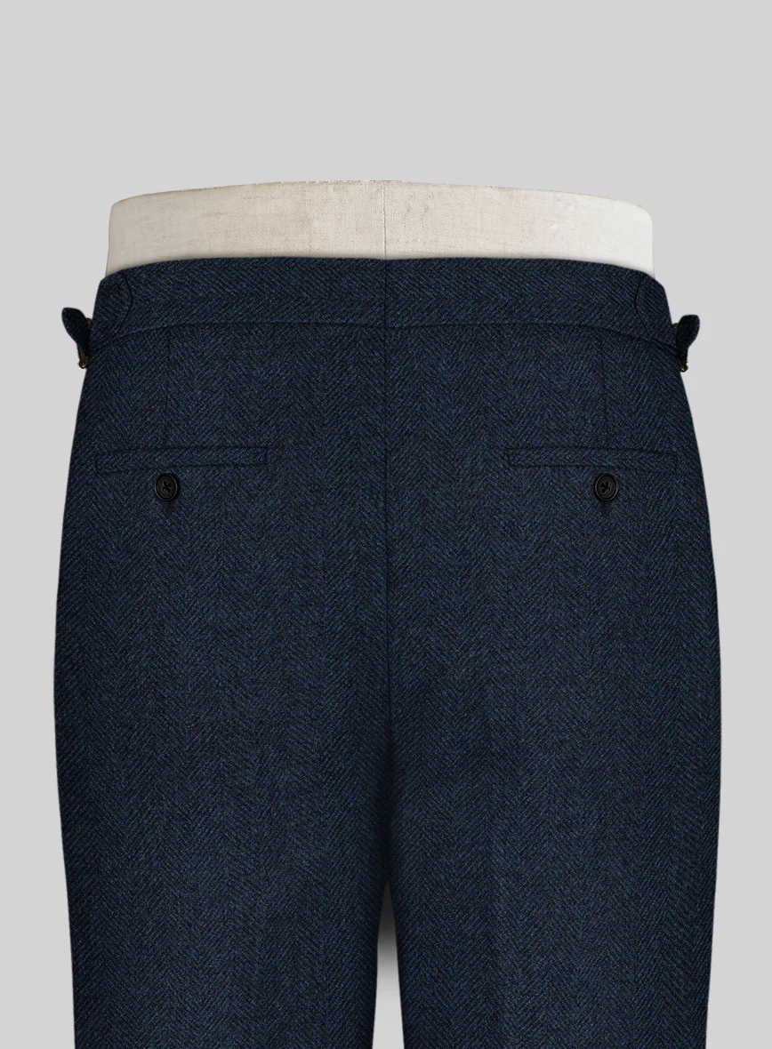 Showman Blue Herringbone Tweed Highland Trousers - Image 3