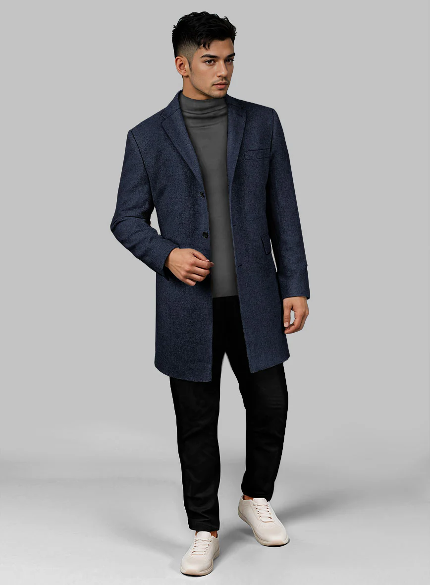 Showman Blue Herringbone Tweed Overcoat - Image 2