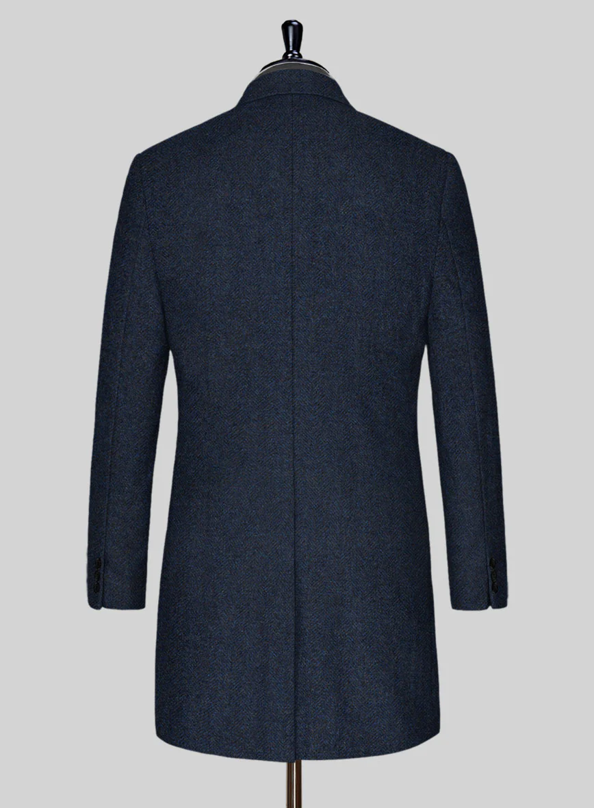 Showman Blue Herringbone Tweed Overcoat - Image 3