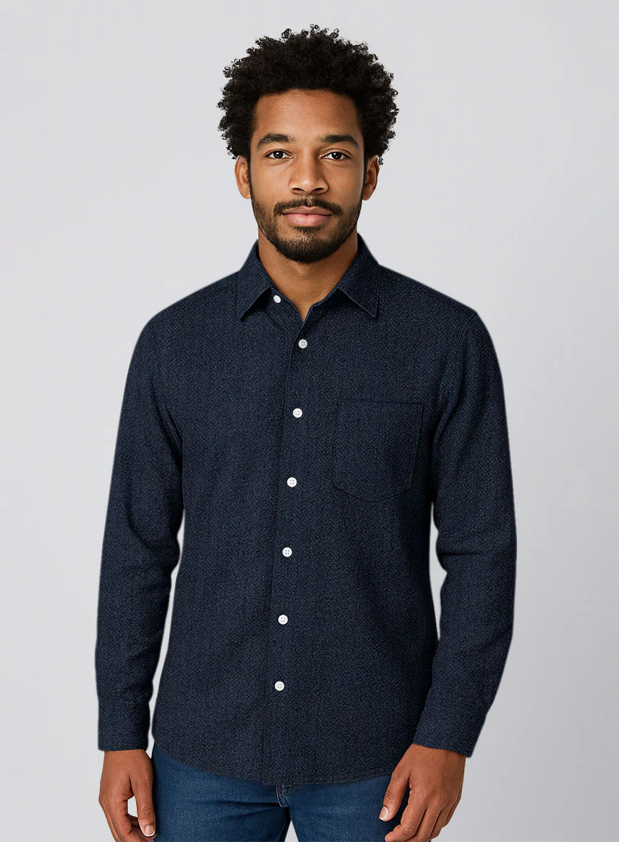 Showman Blue Herringbone Tweed Shirt - Image 2