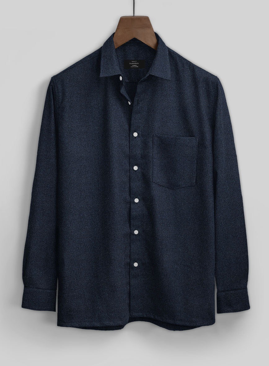 Showman Blue Herringbone Tweed Shirt - Image 3
