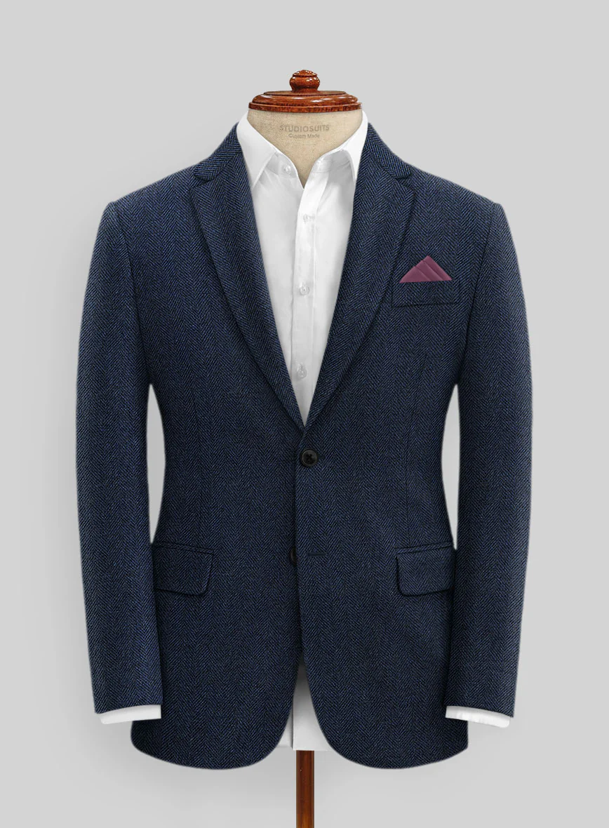 Showman Blue Herringbone Tweed Suit - Image 5