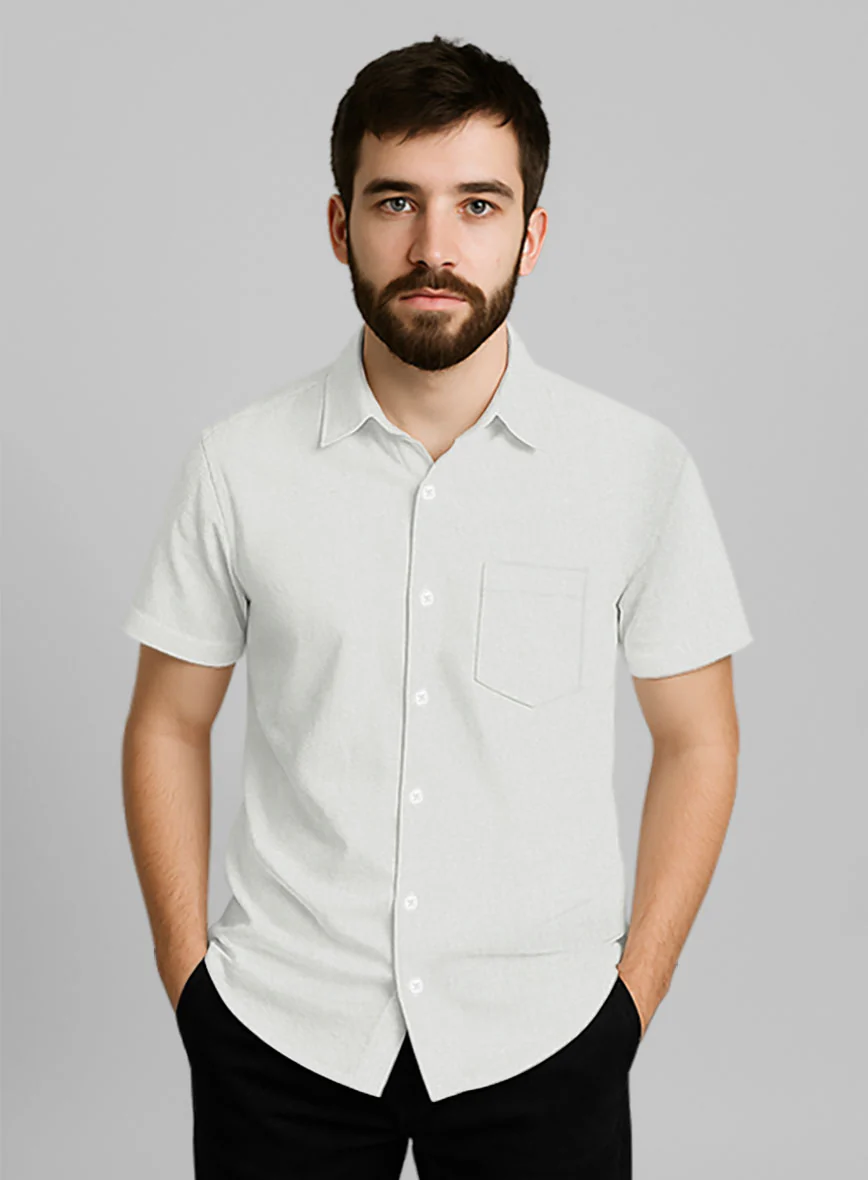 Silver Gray Stretch Poplene Shirt - Image 2