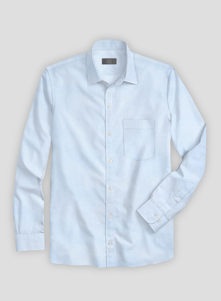 Sky Blue Herringbone Cotton Shirt - Image 3