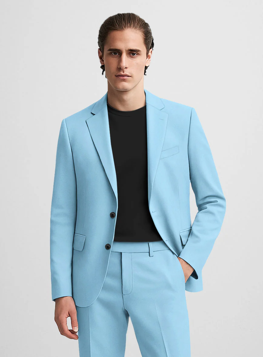 Sky Blue Napoli Stretch Light Weight Cotton Jacket - Image 2