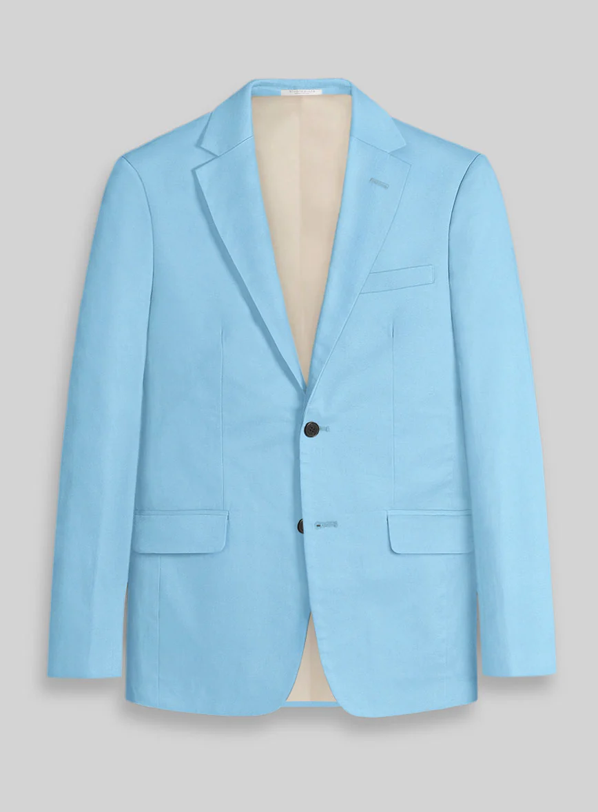 Sky Blue Napoli Stretch Light Weight Cotton Suit - Image 2
