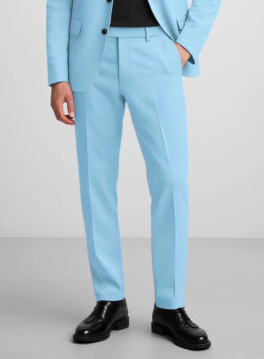 Sky Blue Napoli Stretch Light Weight Cotton Suit - Image 5