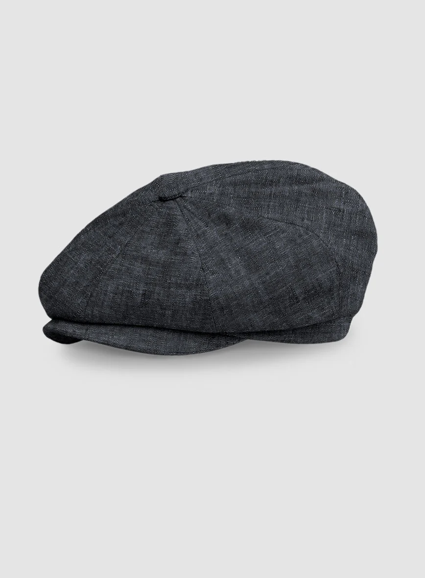 Slate Gray Linen Newsboy Cap - Image 4