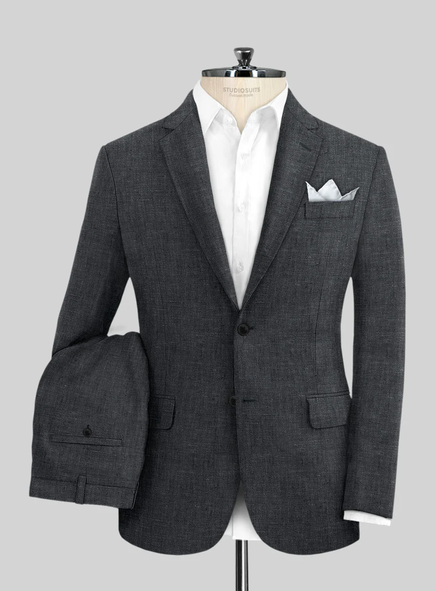 Slate Gray Linen Suit - Image 2
