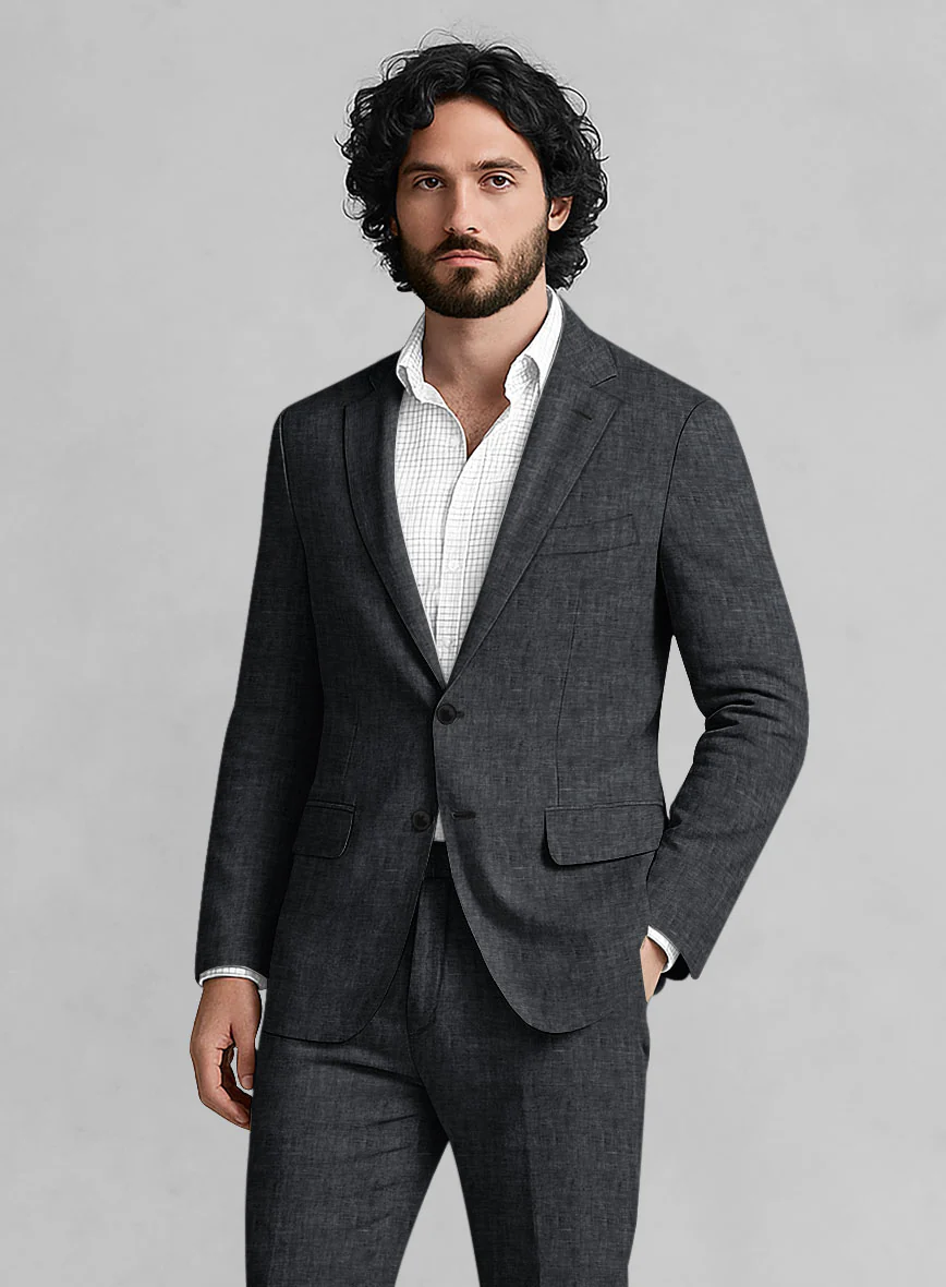 Slate Gray Linen Suit - Image 4