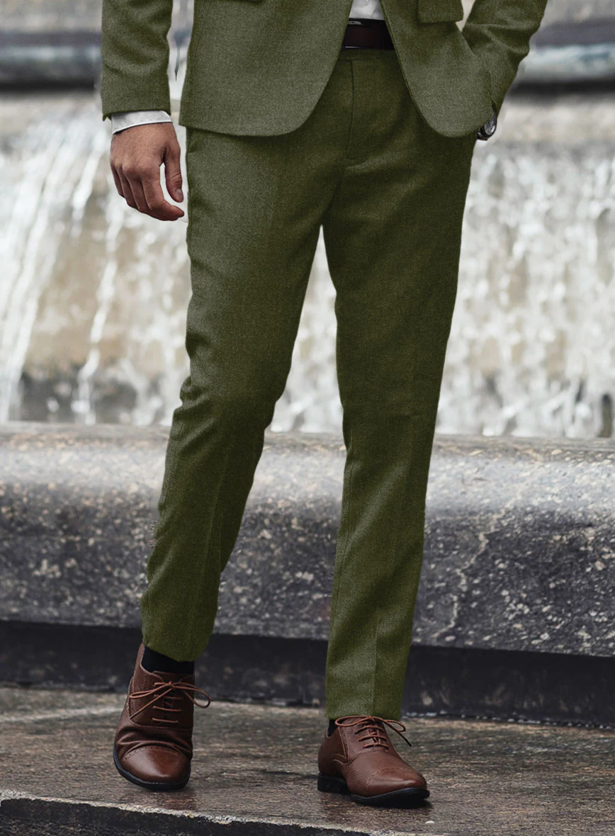 Slate Green Flannel Wool Pants - Image 2