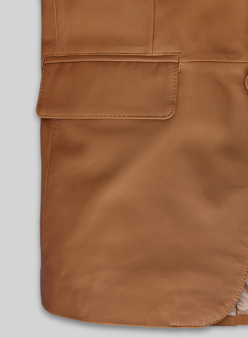 Soft Bella Brown Leather Blazer - Image 3