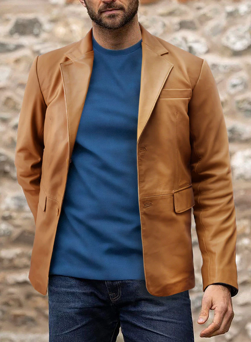 Soft Bella Brown Leather Blazer - Image 6