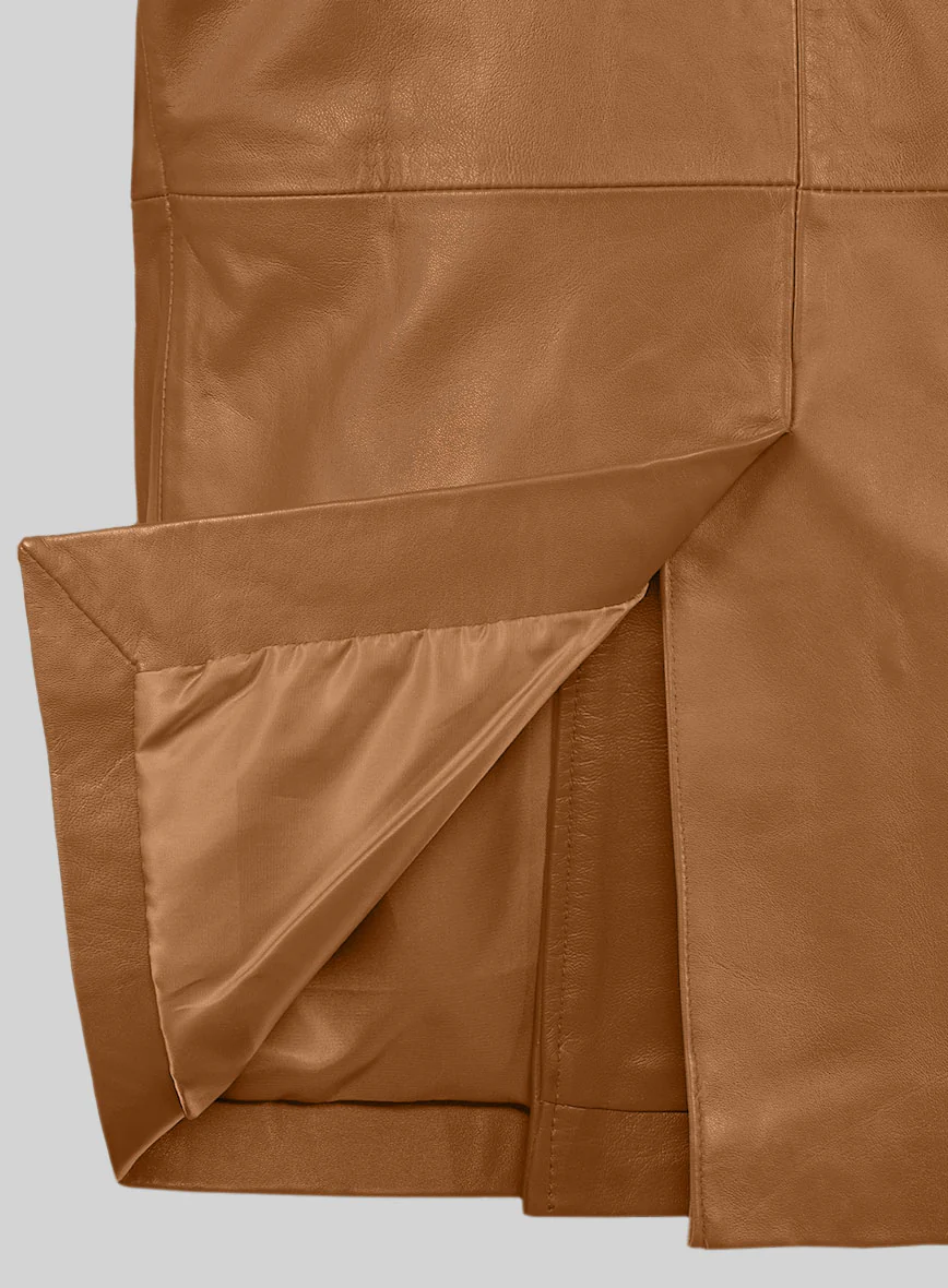 Soft Bella Brown Leather Pea Coat - Image 4