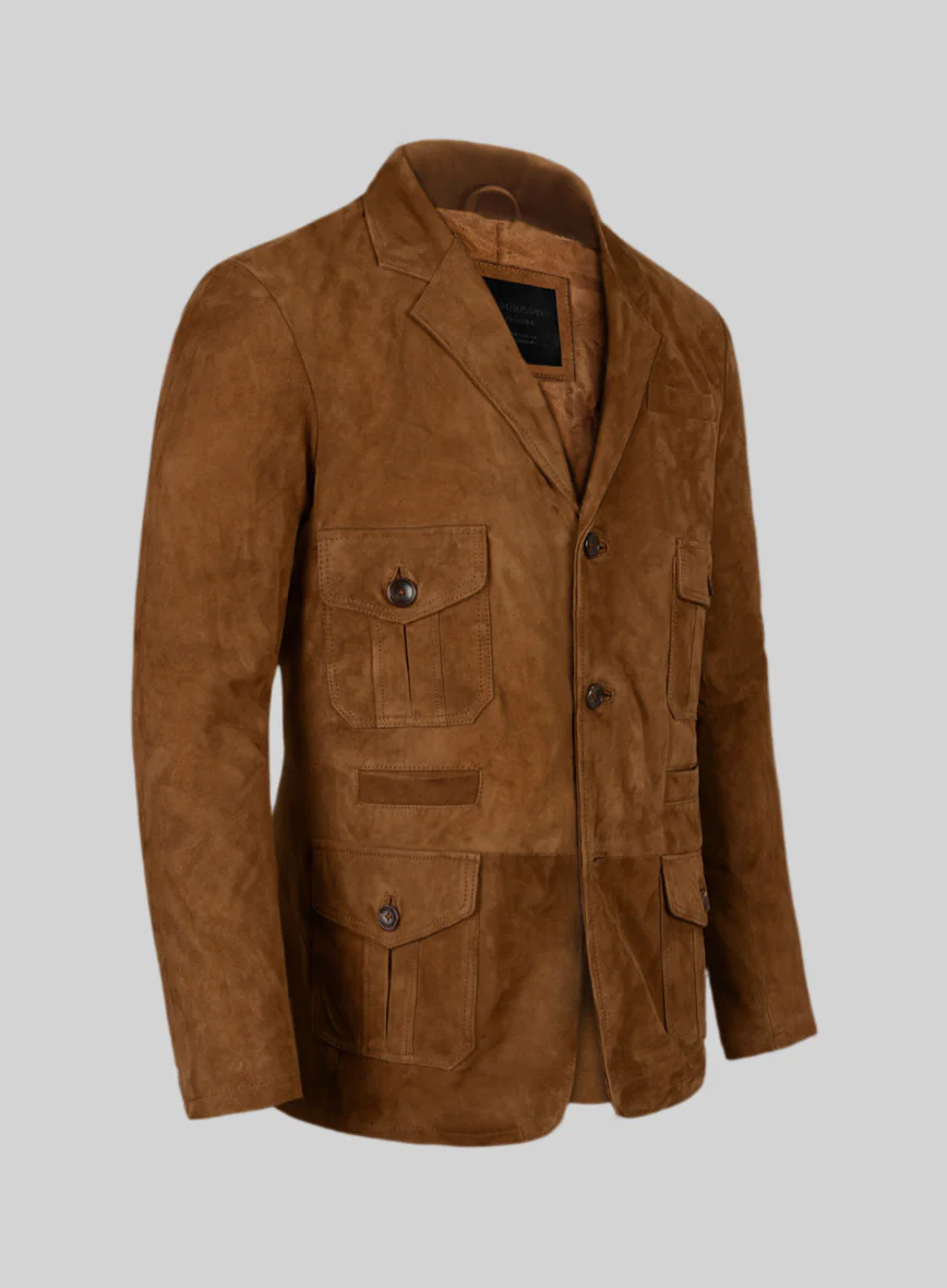Soft Caramel Brown Suede Leather Blazer - #712 - Image 3