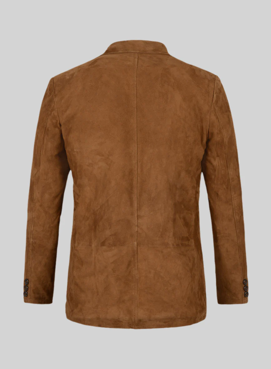 Soft Caramel Brown Suede Leather Blazer - #712 - Image 4