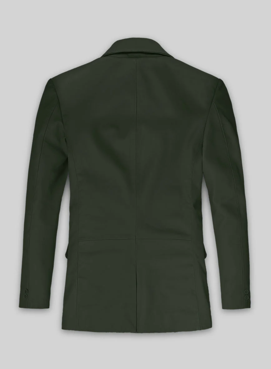 Soft Deep Olive Leather Blazer - Image 3