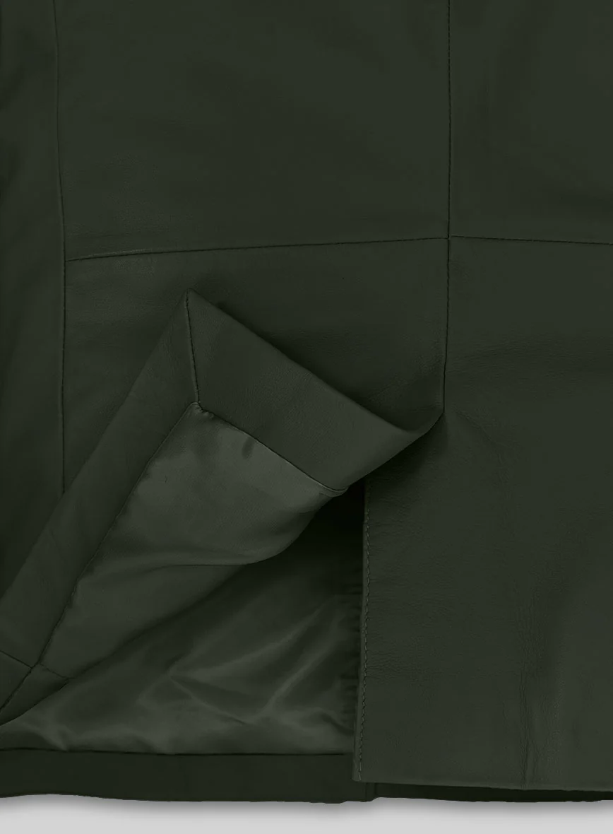 Soft Deep Olive Leather Blazer - Image 5