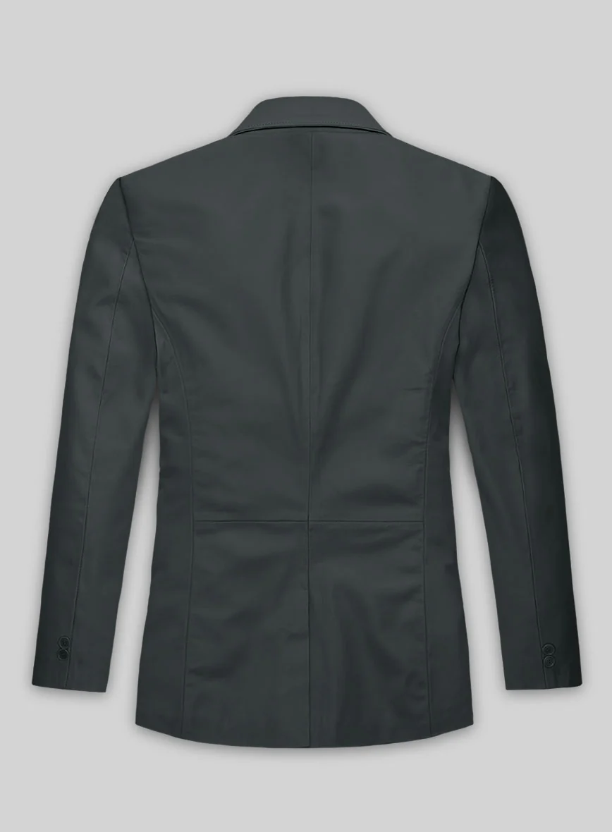 Soft Gray Leather Blazer - Image 2