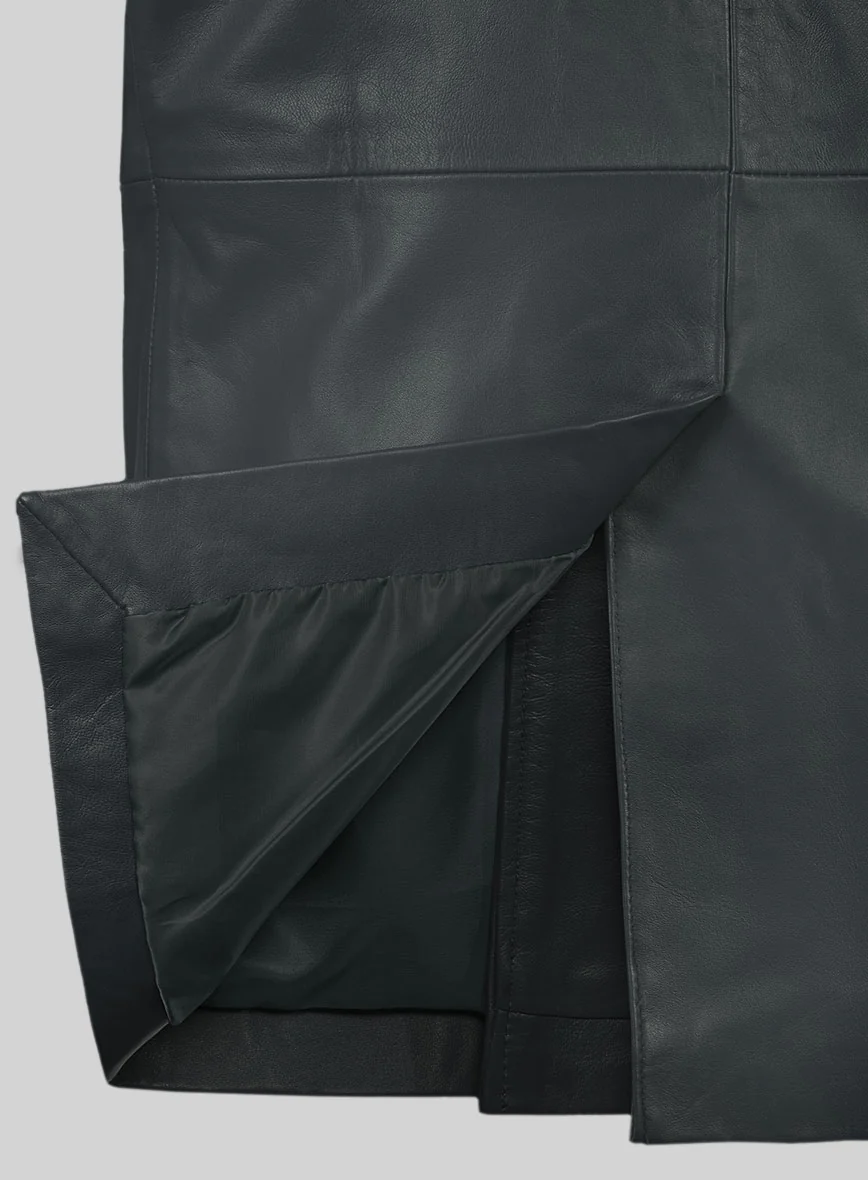 Soft Gray Leather Pea Coat - Image 4
