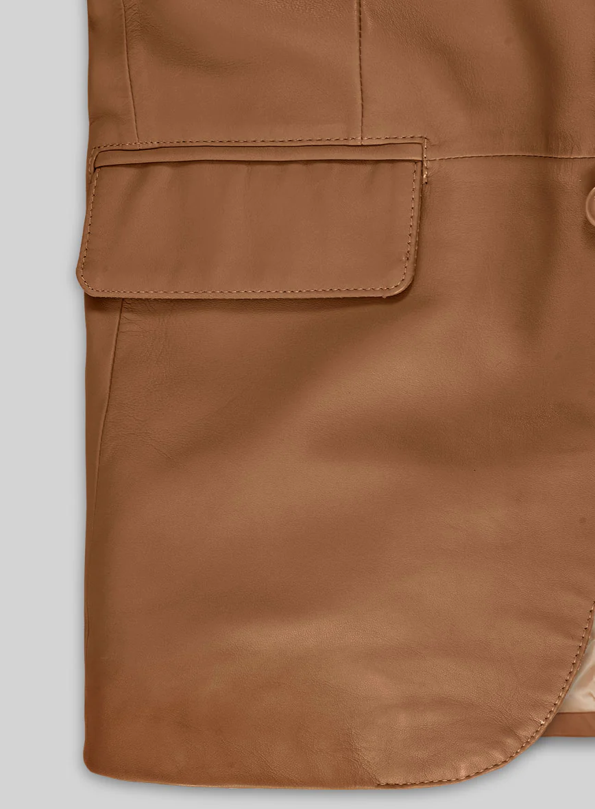 Soft Hunter Tan Leather Blazer - Image 4