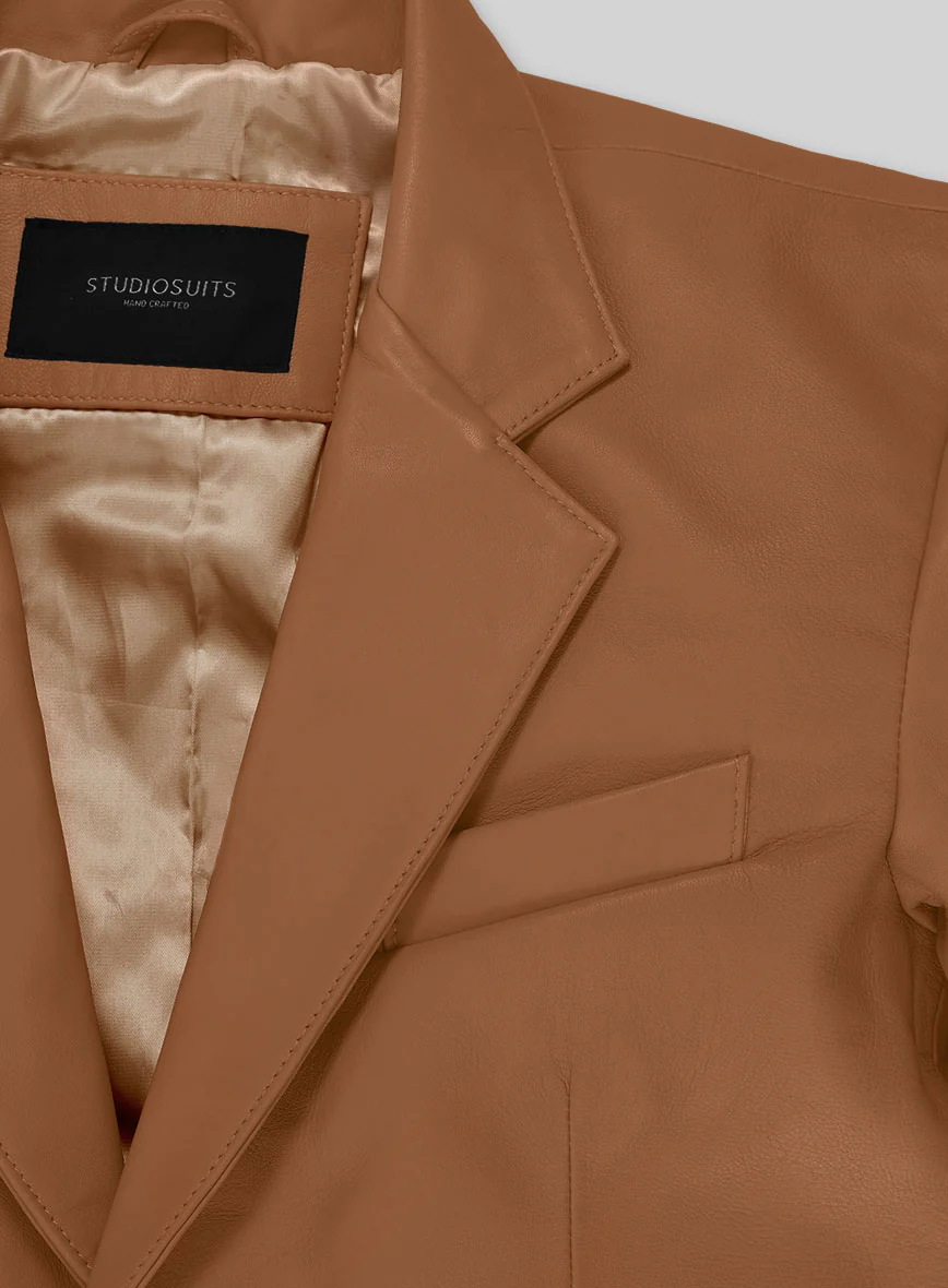 Soft Hunter Tan Leather Blazer - Image 5