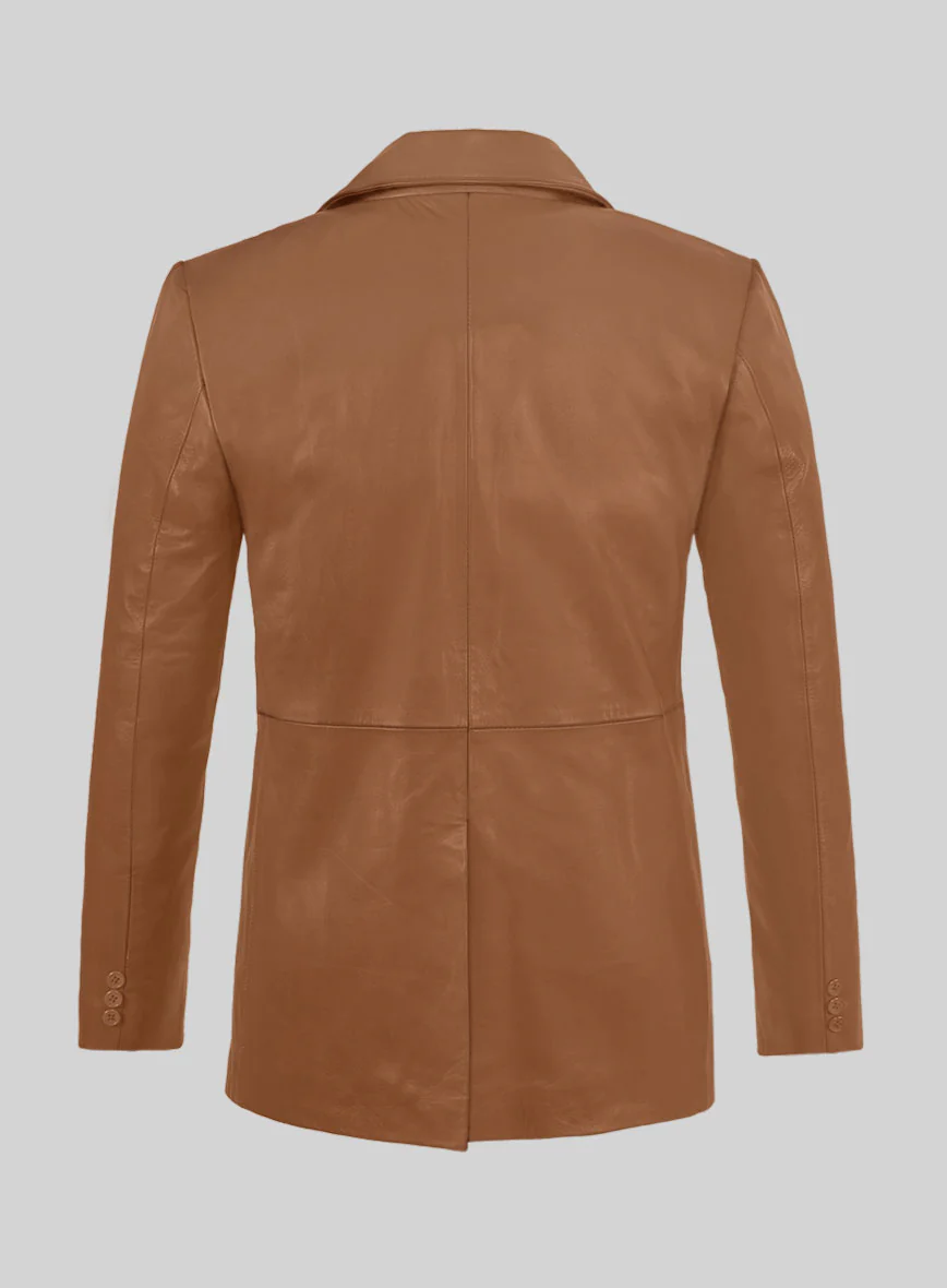 Soft Hunter Tan Leather Pea Coat - Image 4