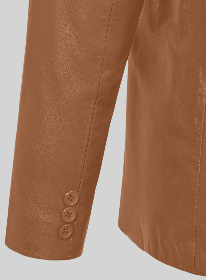 Soft Hunter Tan Leather Pea Coat - Image 5