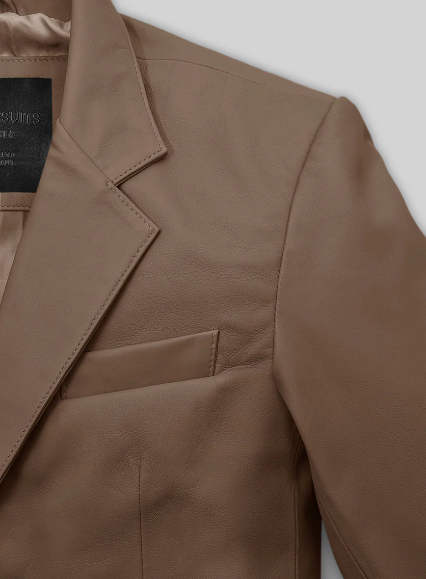 Soft King Brown Leather Blazer - Image 2