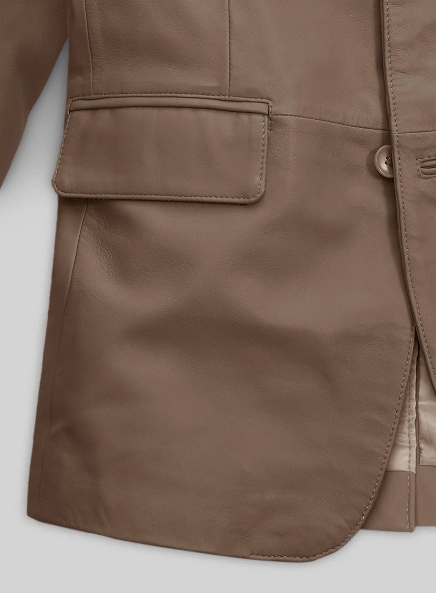 Soft King Brown Leather Blazer - Image 4