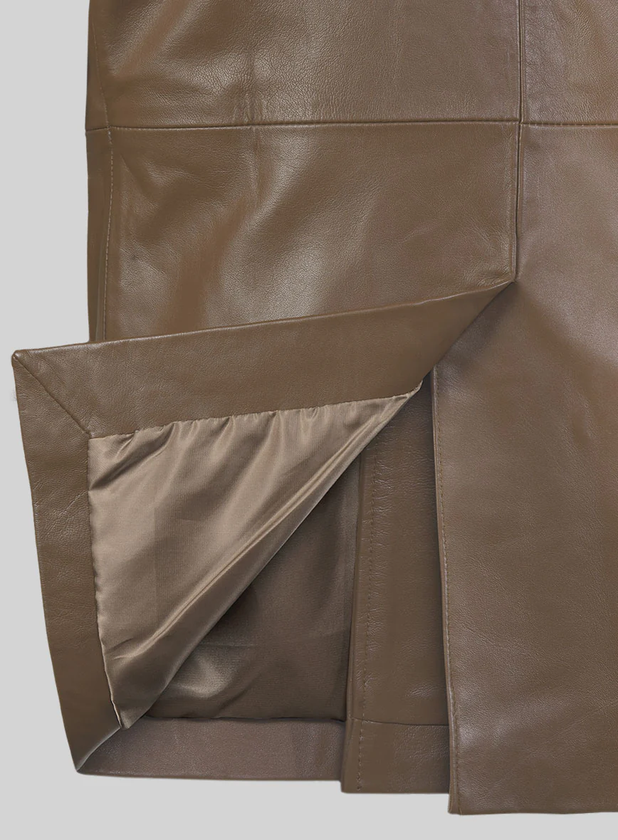 Soft King Brown Leather Pea Coat - Image 5
