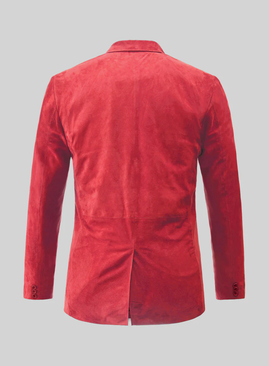 Lava Red Suede Leather Blazer - Image 3