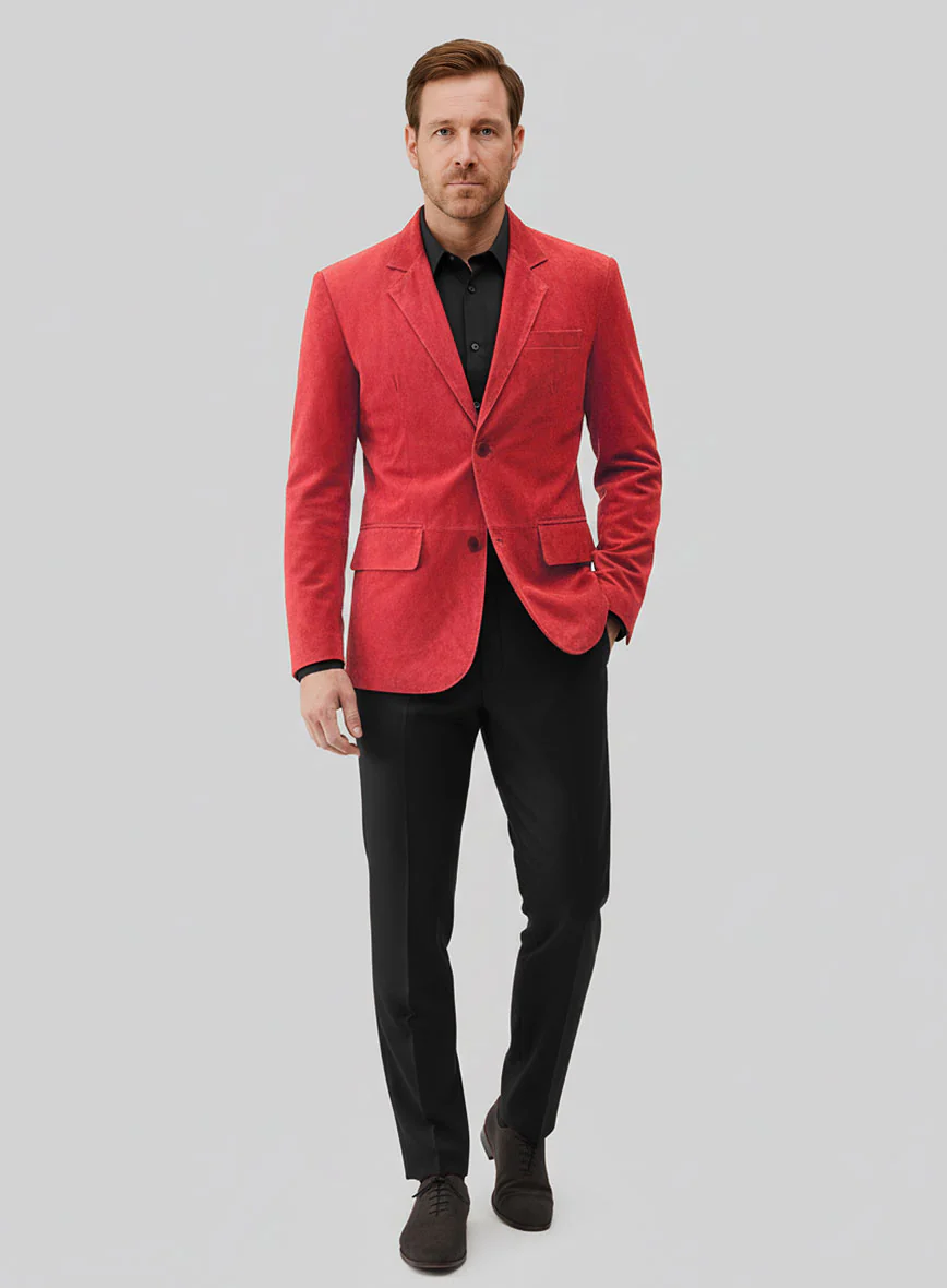 Lava Red Suede Leather Blazer - Image 4