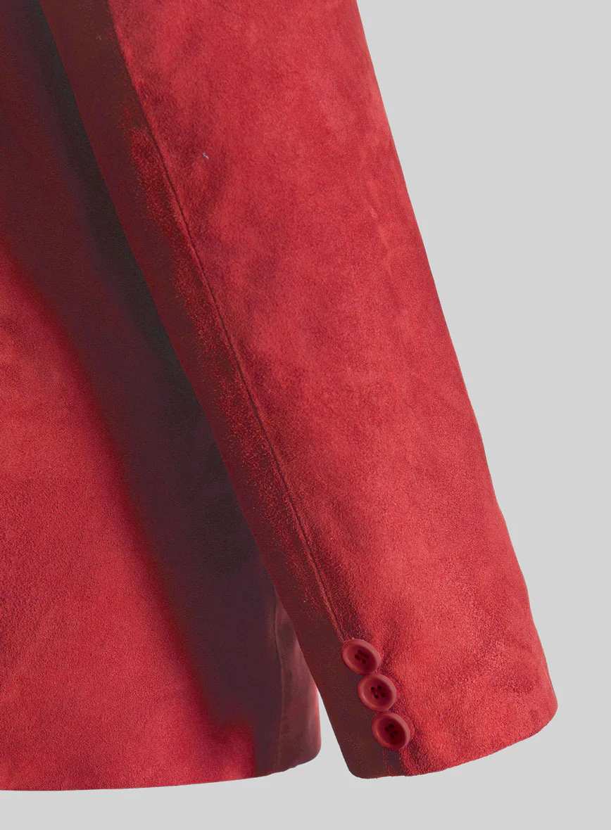 Lava Red Suede Leather Blazer - Image 5