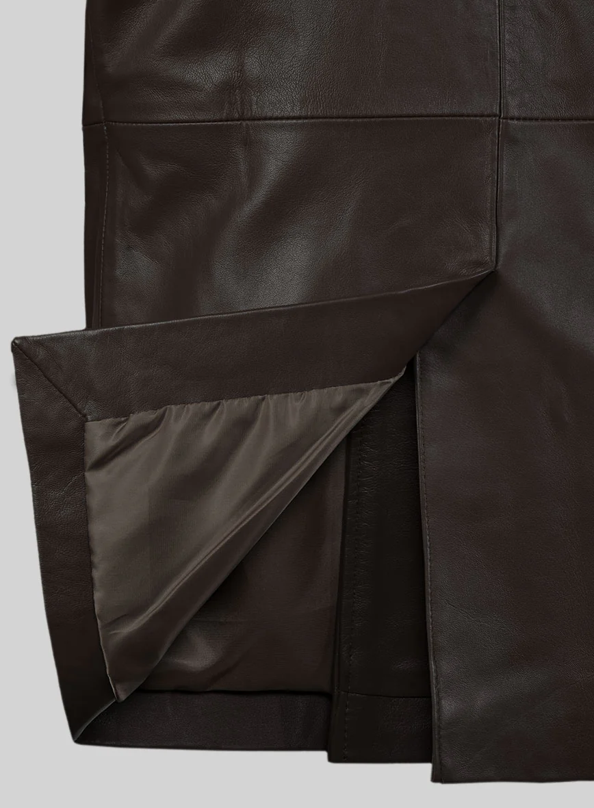 Soft Louis Brown Leather Pea Coat - Image 6