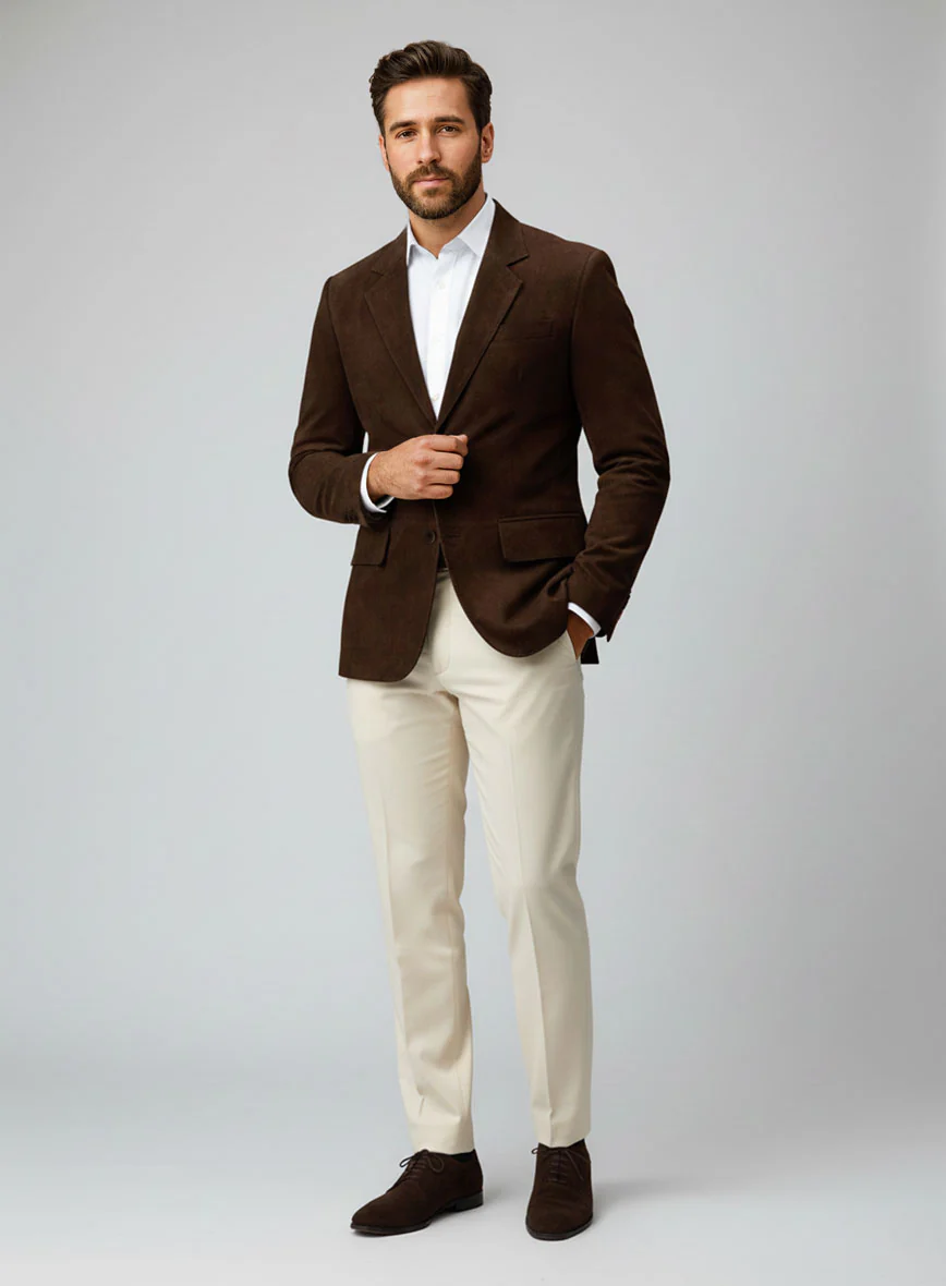 Mid Brown Suede Leather Blazer - Image 2