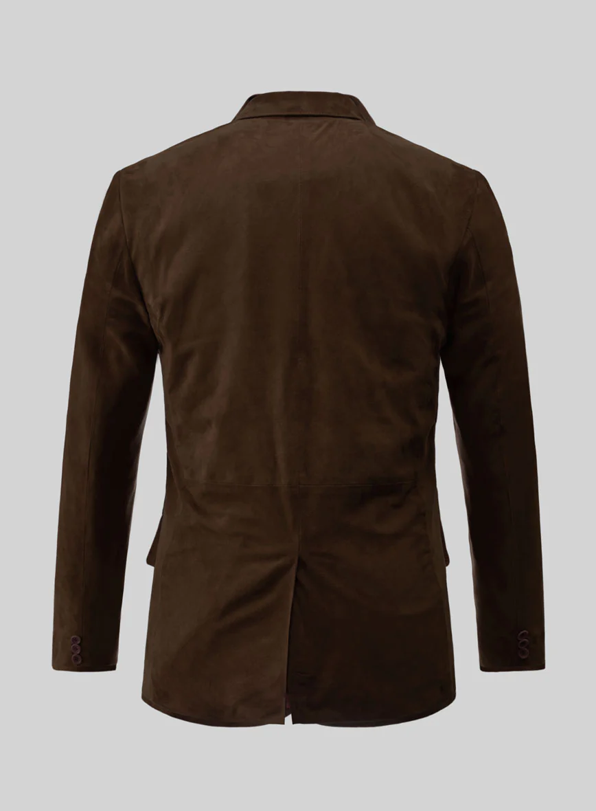 Mid Brown Suede Leather Blazer - Image 3