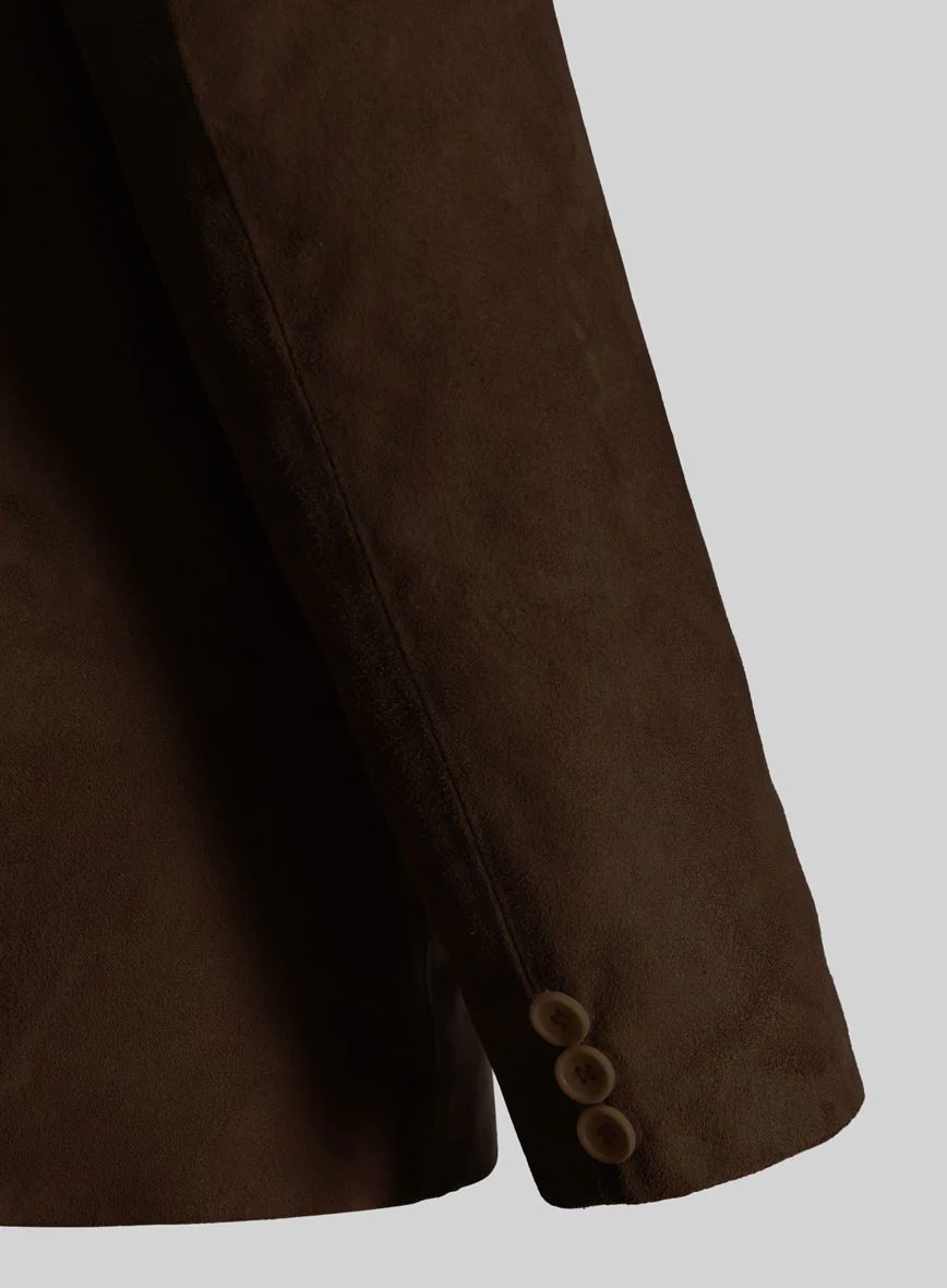 Mid Brown Suede Leather Blazer - Image 5
