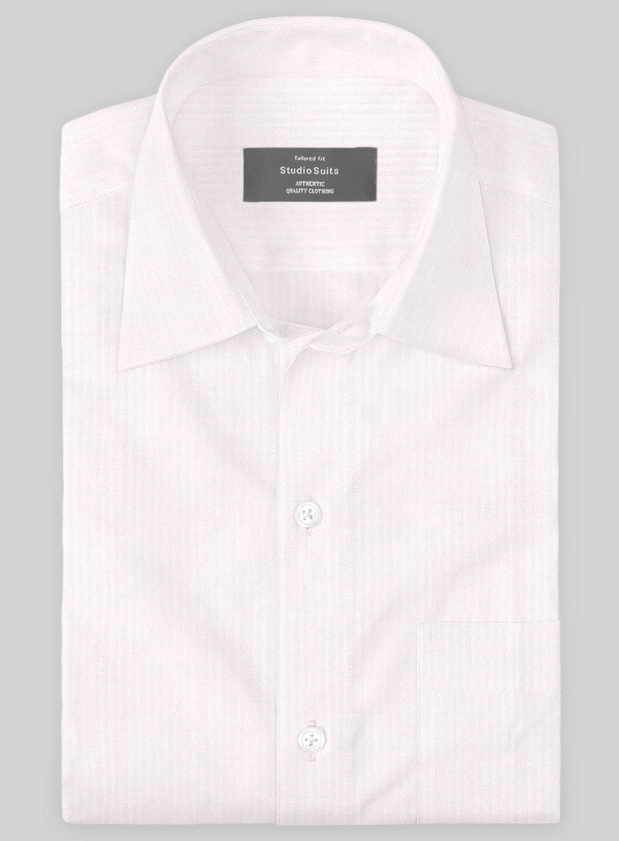 Soft Pink Herringbone Cotton Shirt - Image 2
